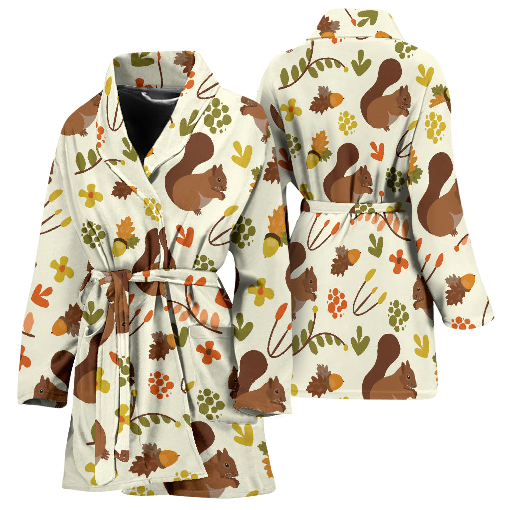 Squirrel Print Design LKS3010 Women Bathrobe