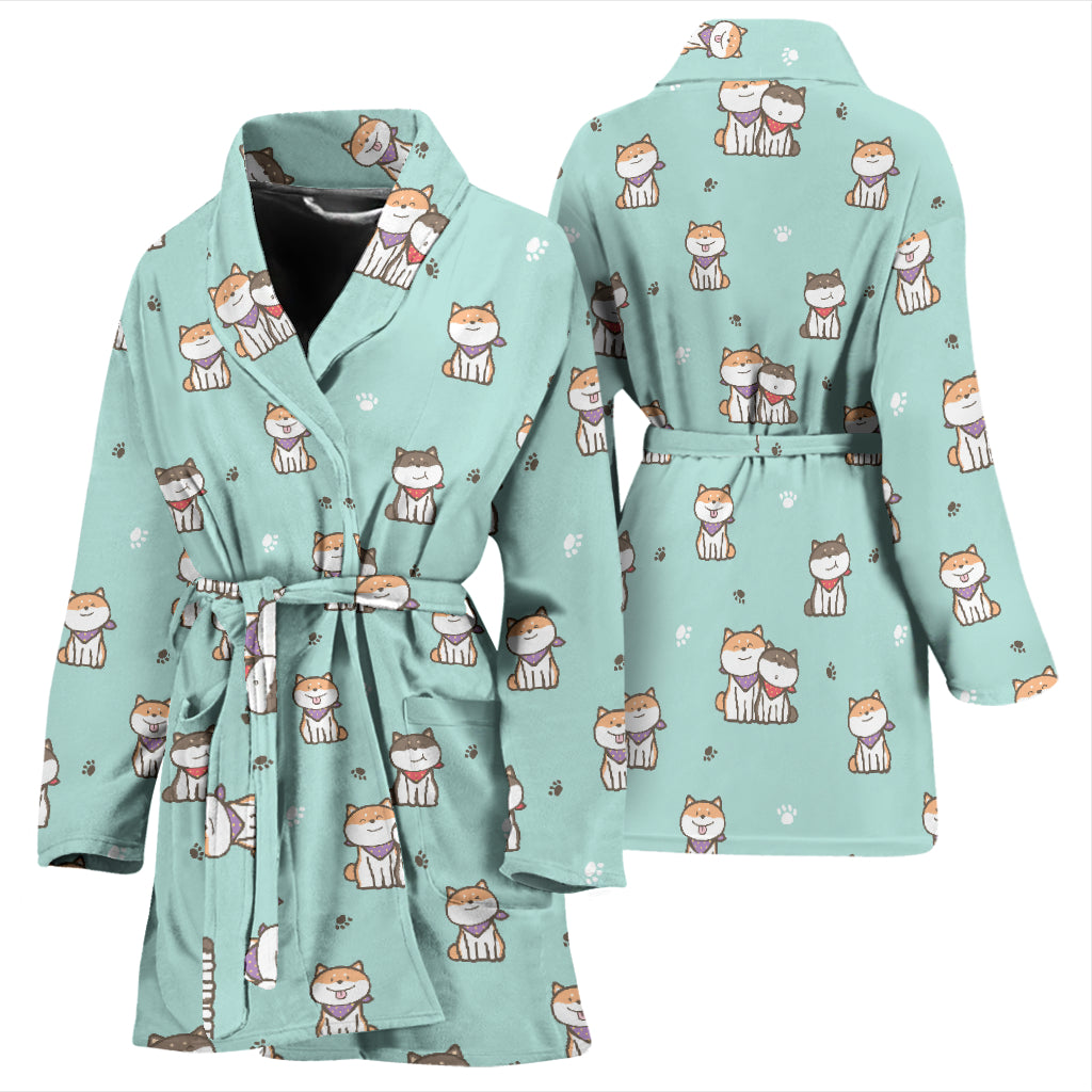 Shiba Inu Print Design LKS302 Women Bathrobe