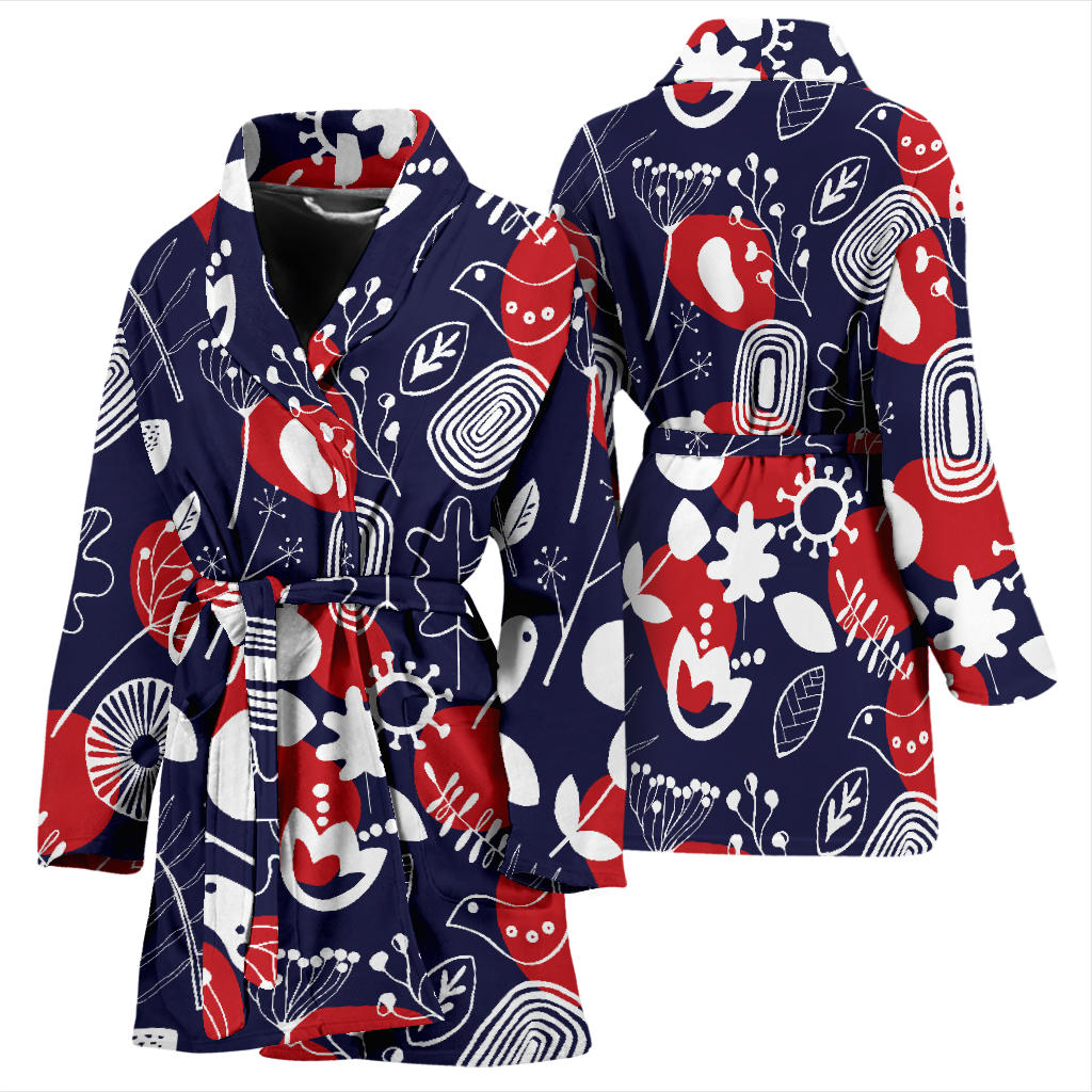 Nordic Pattern Print Design A02 Women Bathrobe