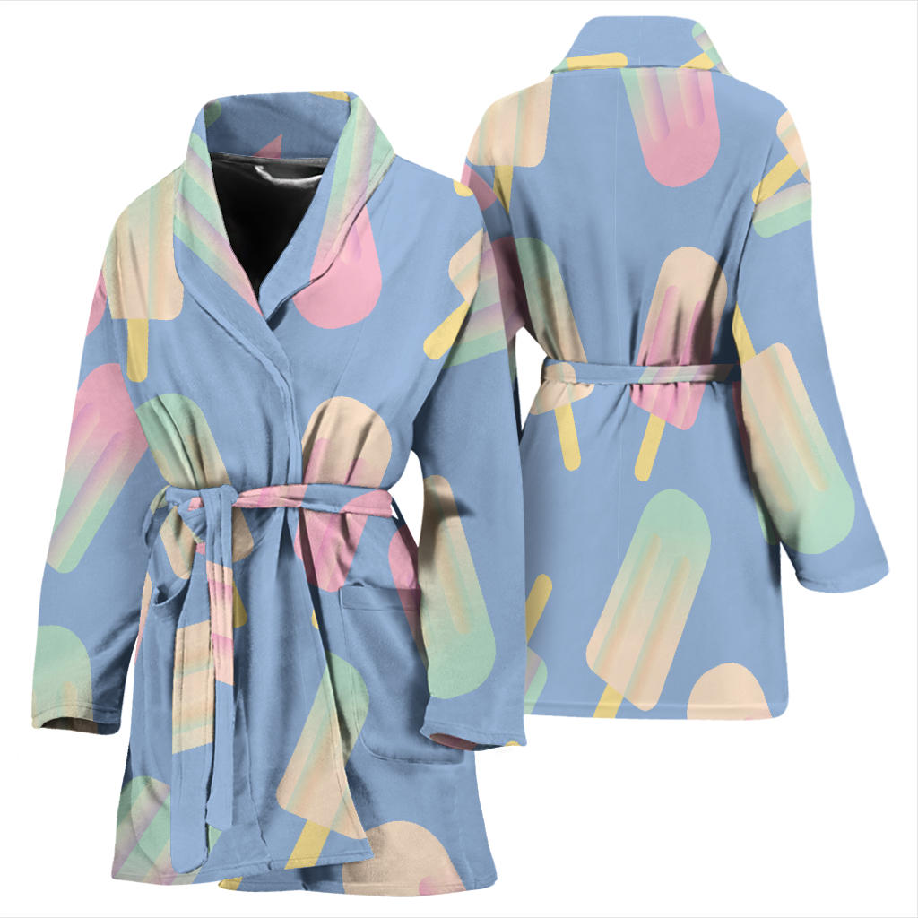 Ice Cream Pattern Print Design 05 Women Bathrobe