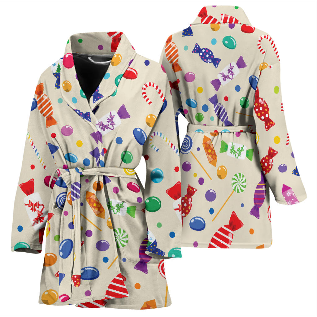 Candy Pattern Print Design 04 Women Bathrobe