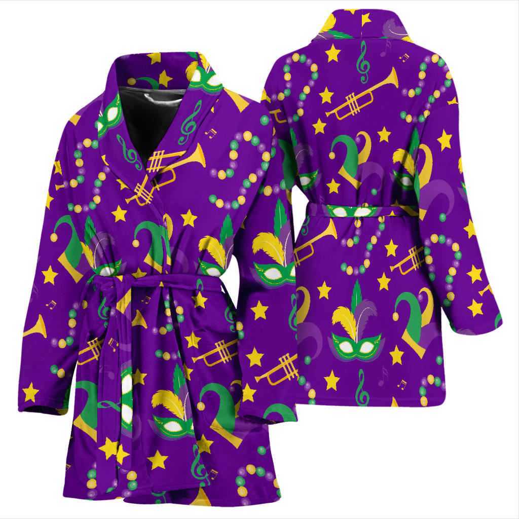 Mardi Gras Pattern Print Design 06 Women Bathrobe
