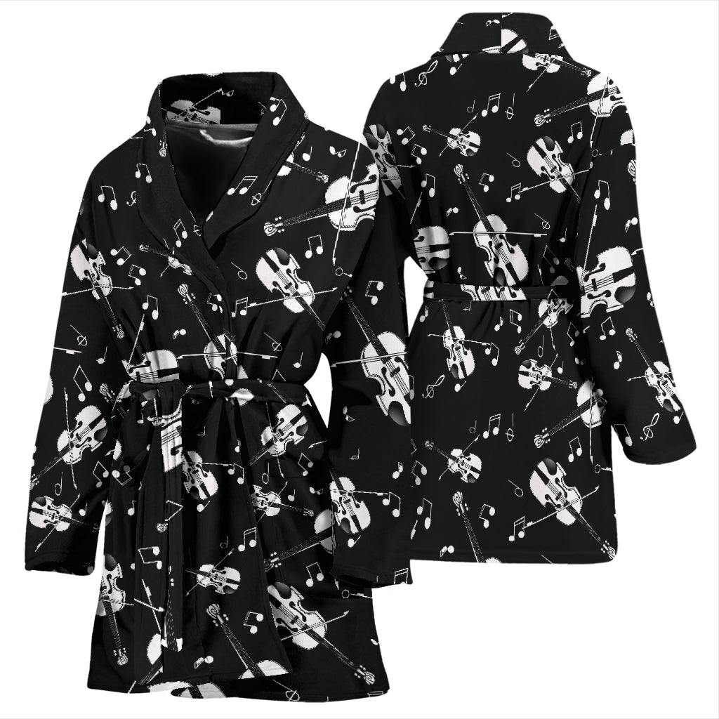 Violin Print Design LKS404 Women Bathrobe