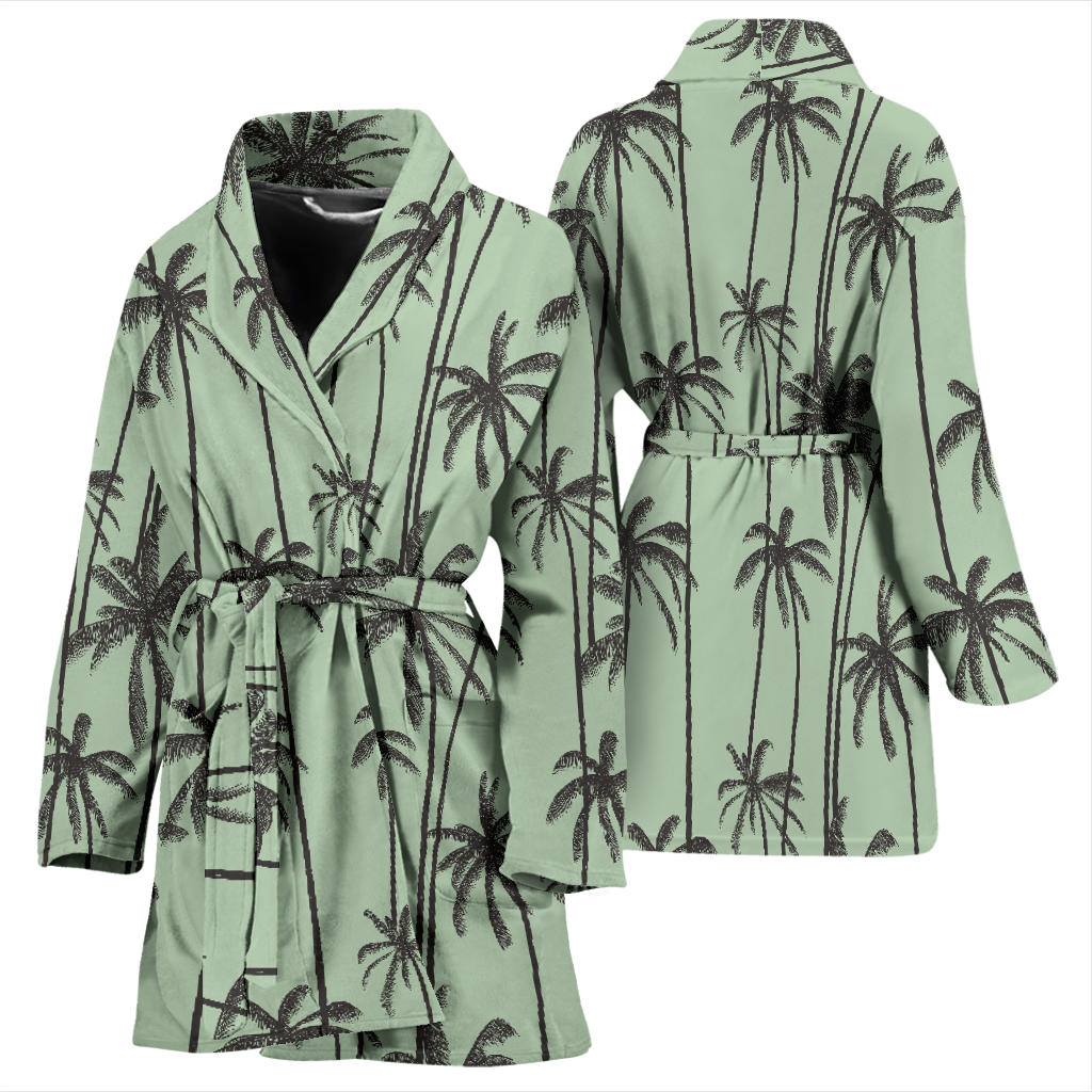 Palm Tree Pattern Print Design A04 Women Bathrobe