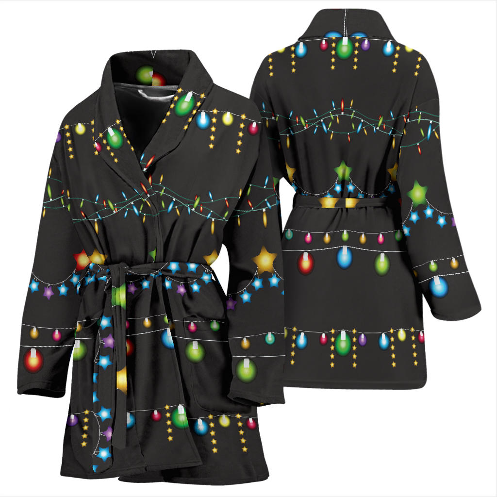 Christmas Light Pattern Print Design 01 Women Bathrobe