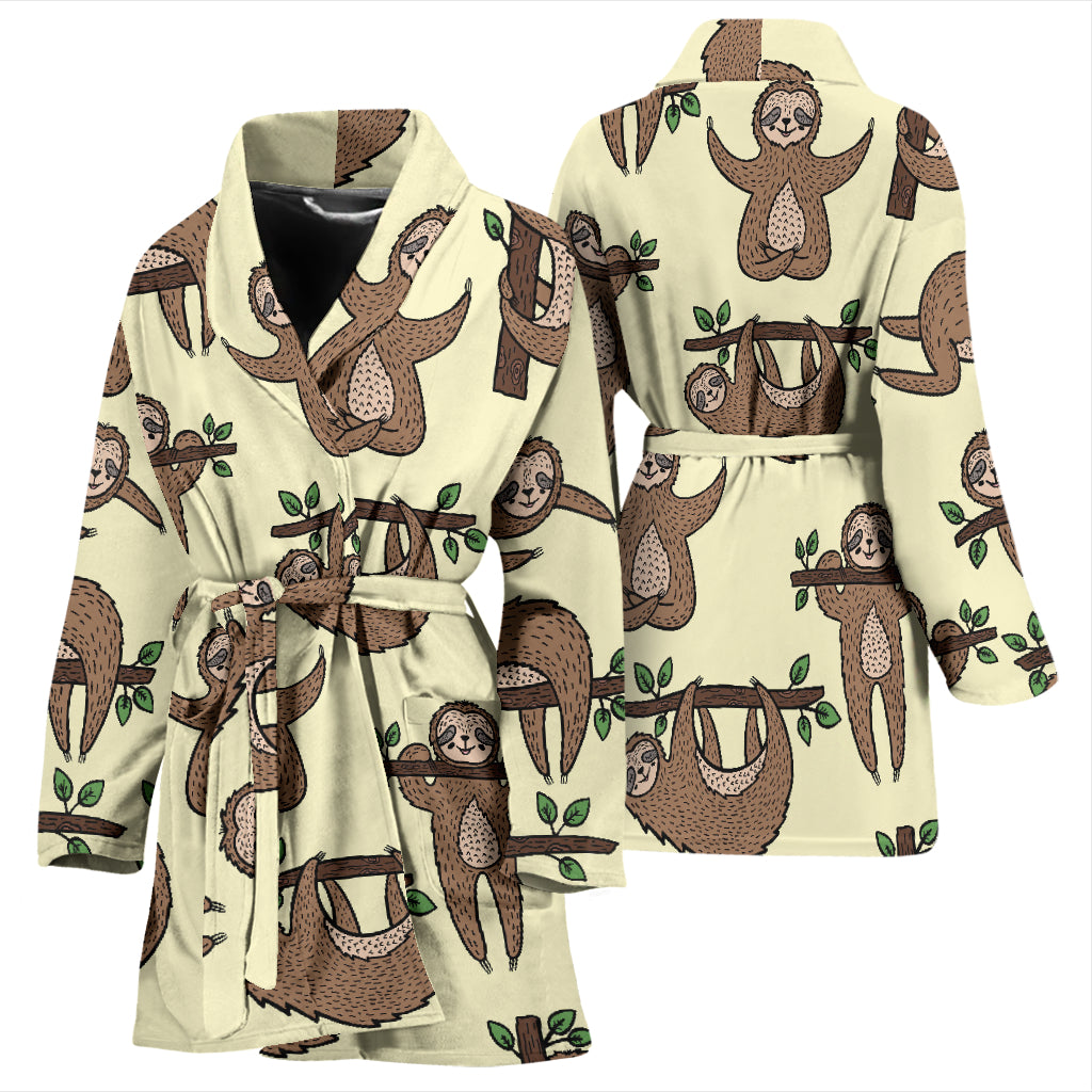 Sloth Print Design LKS3010 Women Bathrobe