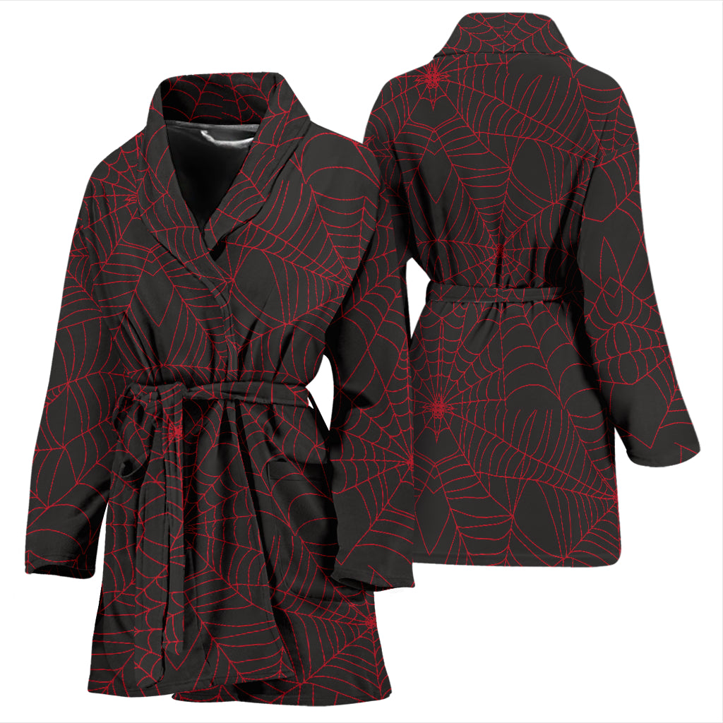 Spider Web Red Print Design LKS302 Women Bathrobe