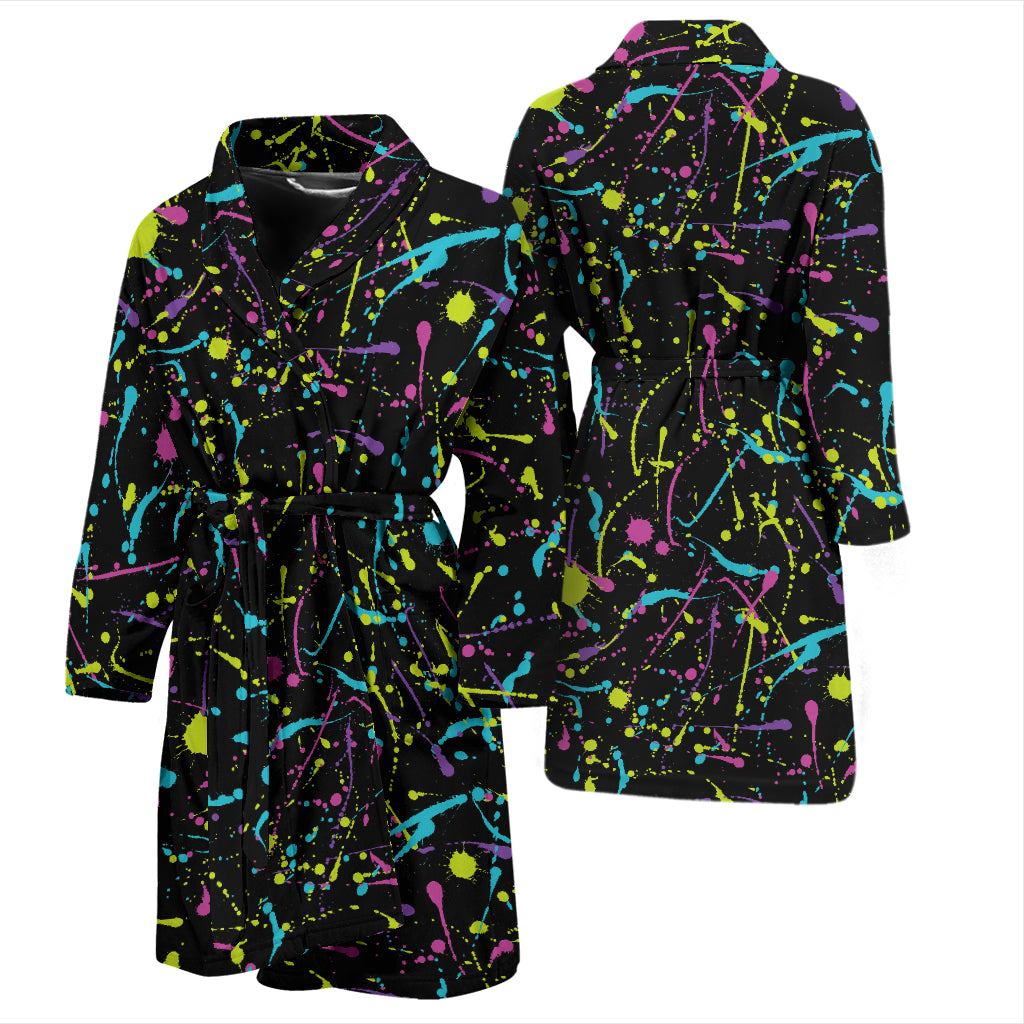 Splatter Multicolor Print Design LKS302 Men Bathrobe