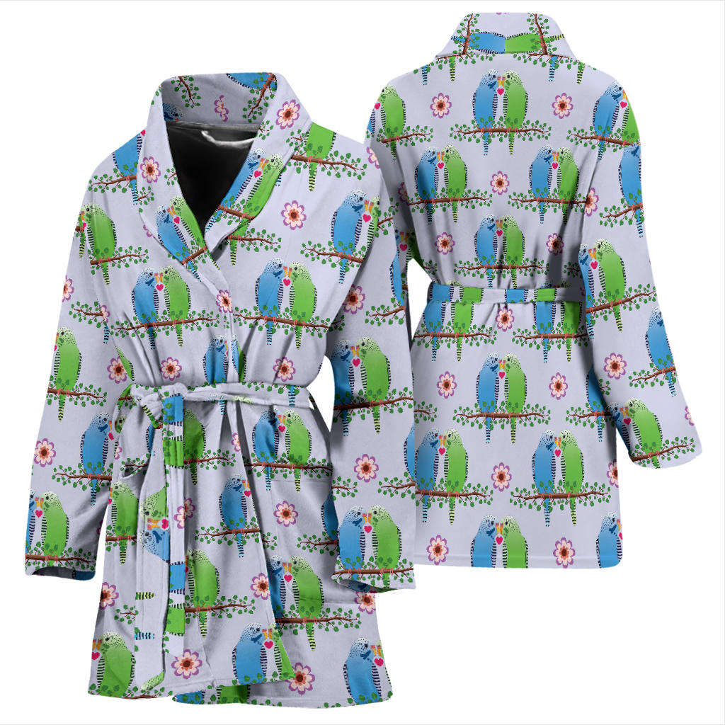 Budgerigar Pattern Print Design 05 Women Bathrobe