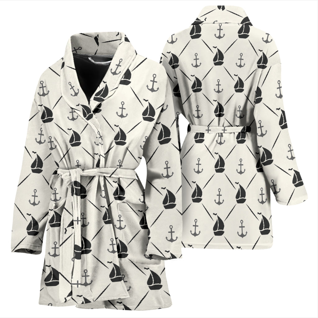 Sailboat Print Design LKS302 Women Bathrobe