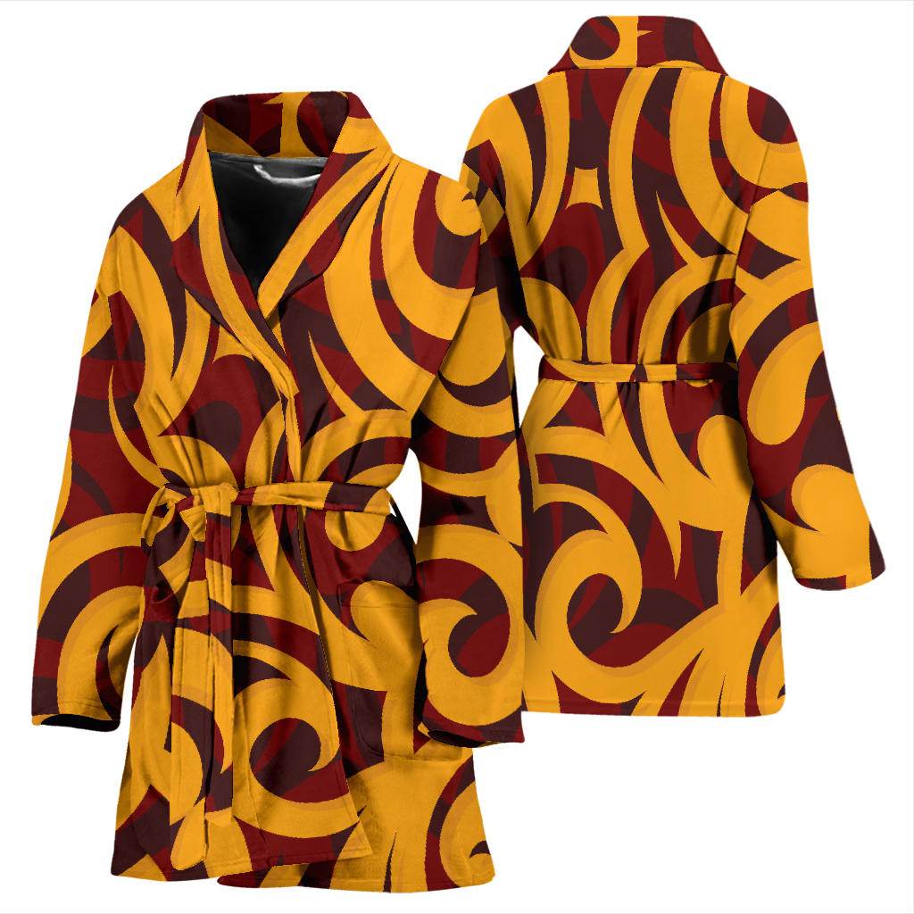 Maori Pattern Print Design 02 Women Bathrobe