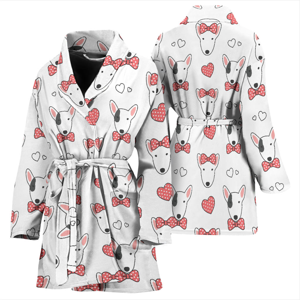 Bull Terriers Pattern Print Design 08 Women Bathrobe