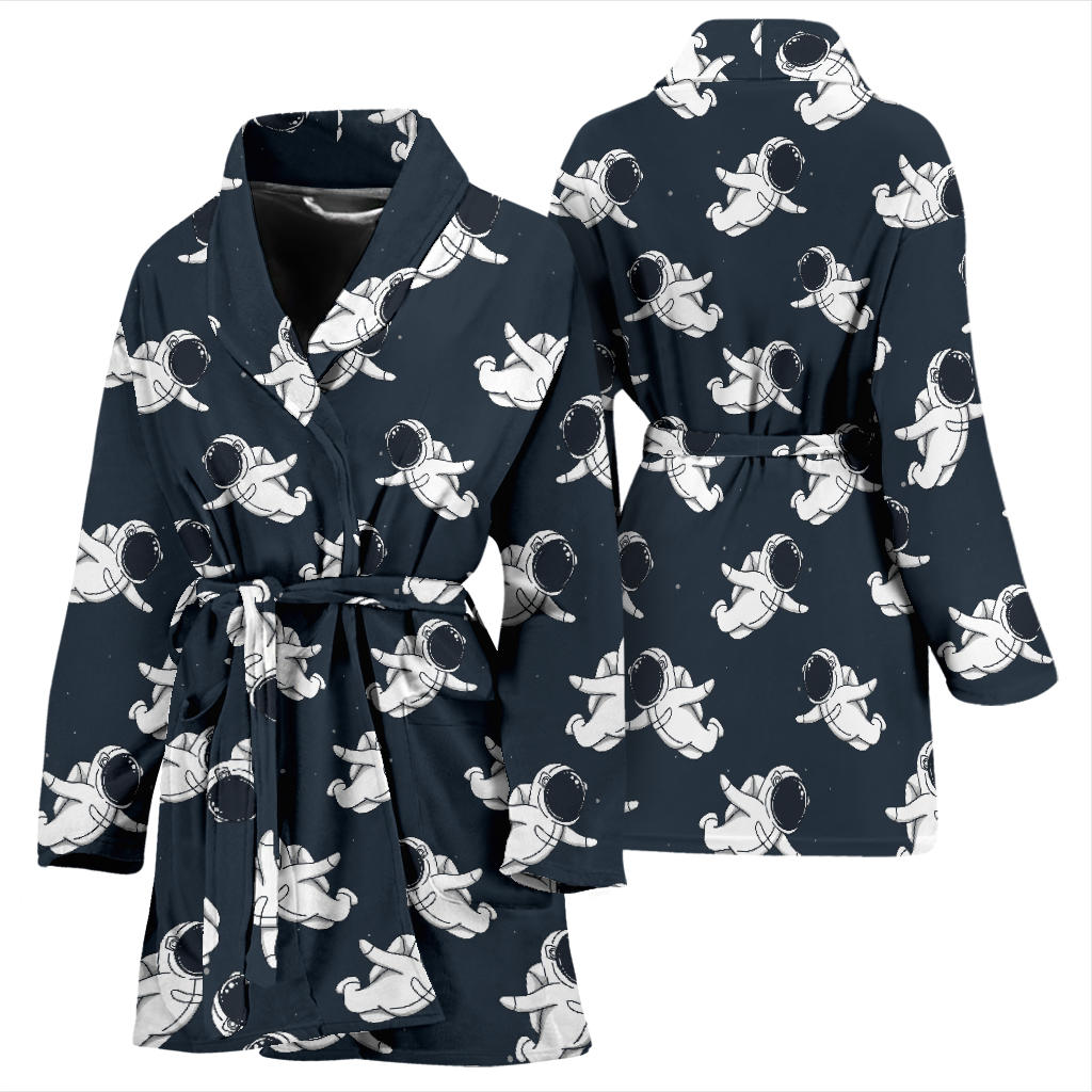 Astronaut Pattern Print Design 02 Women Bathrobe