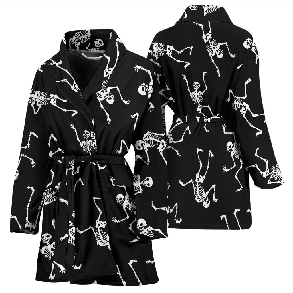 Skeleton Print Design LKS305 Women Bathrobe