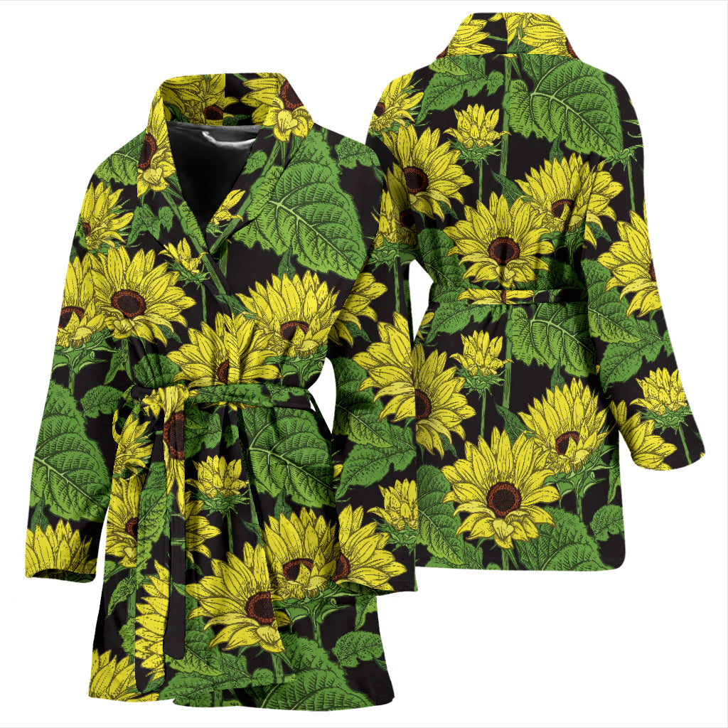 Sunflower Print Design LKS3010 Women Bathrobe