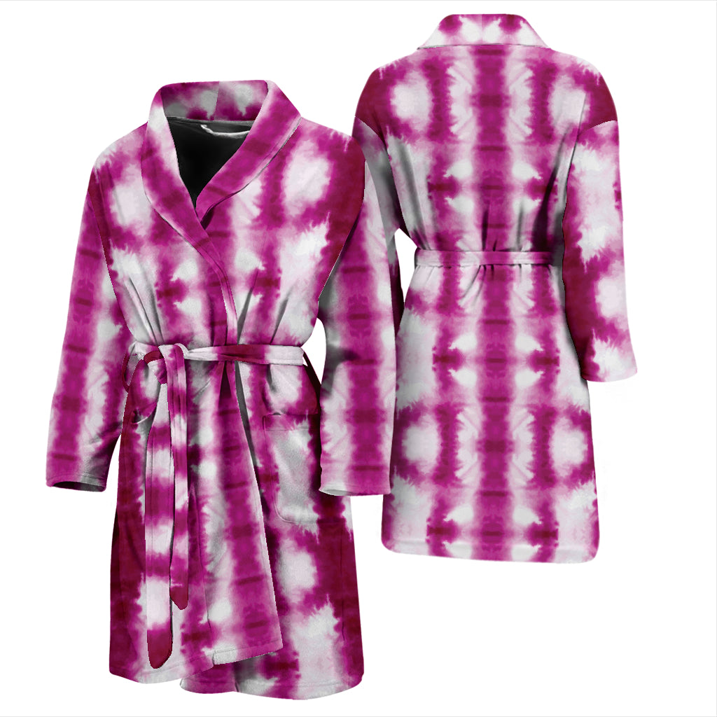 Tie Dye Dark Pink Print Design LKS303 Men Bathrobe