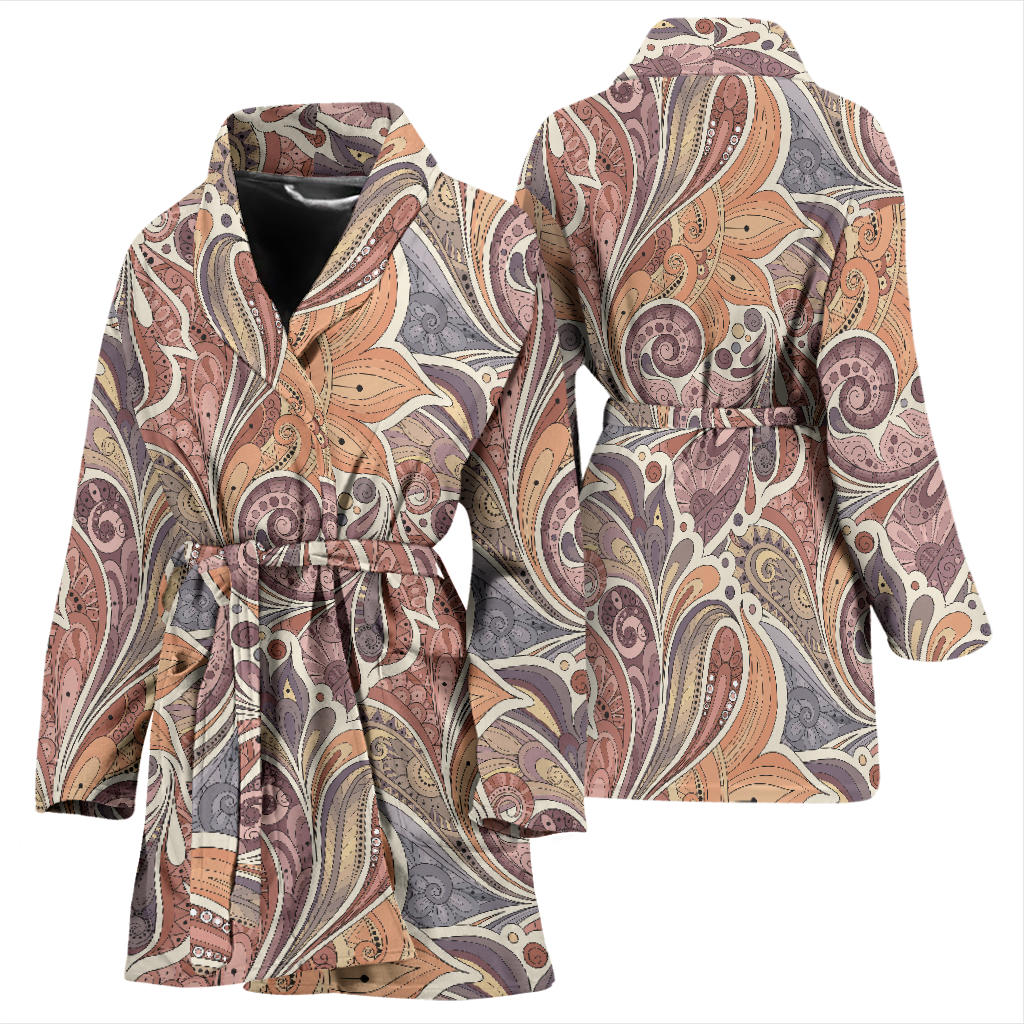 Boho Pattern Print Design 03 Women Bathrobe
