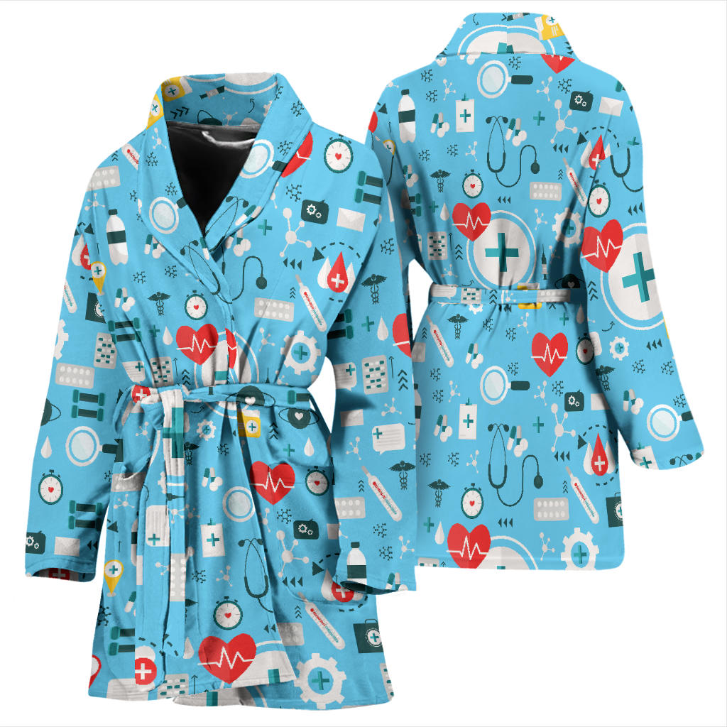 Medical Pattern Print Design 06 Women Bathrobe