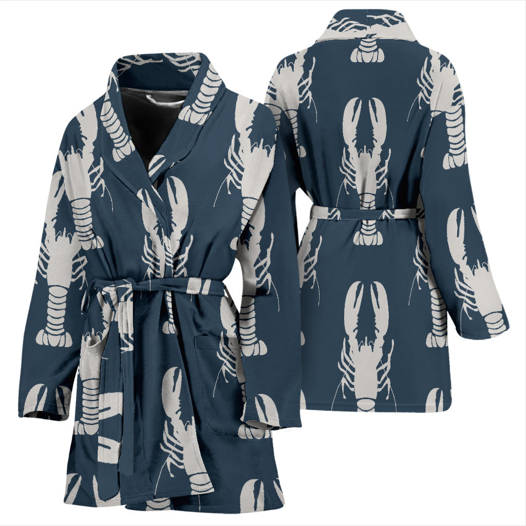 Lobster Pattern Print Design 02 Women Bathrobe