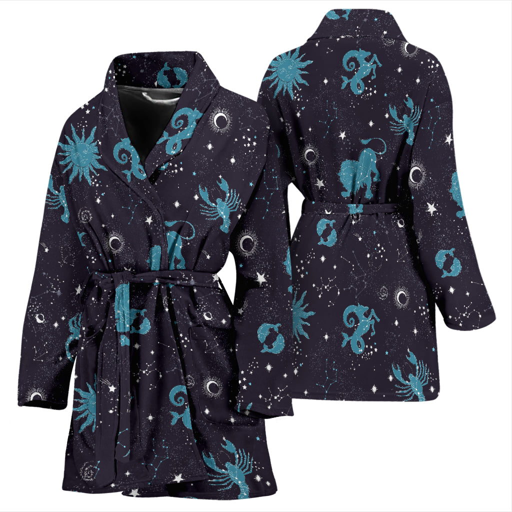 Zodiac Print Design LKS303 Women Bathrobe