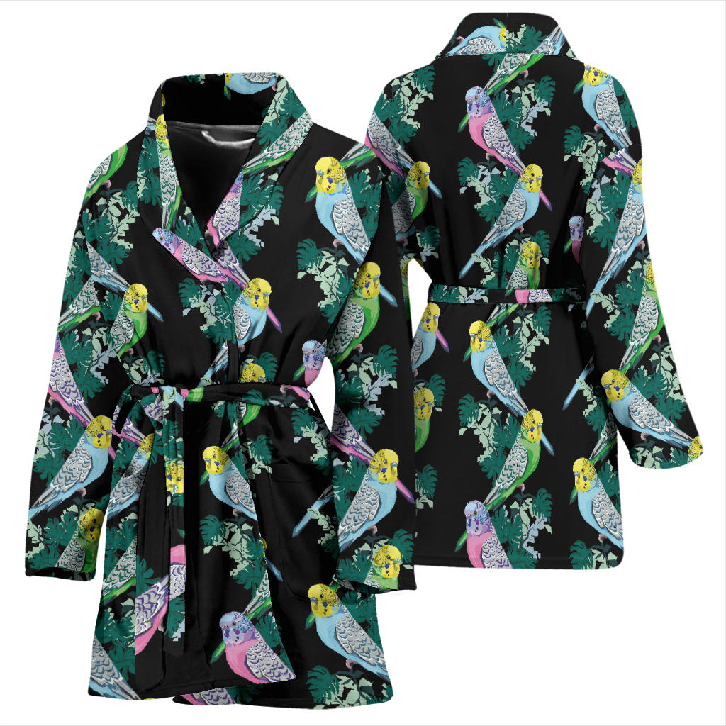 Budgerigar Pattern Print Design 03 Women Bathrobe