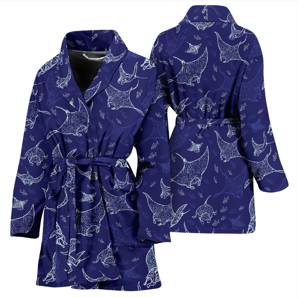 Manta Ray Print Design LKS401 Women Bathrobe