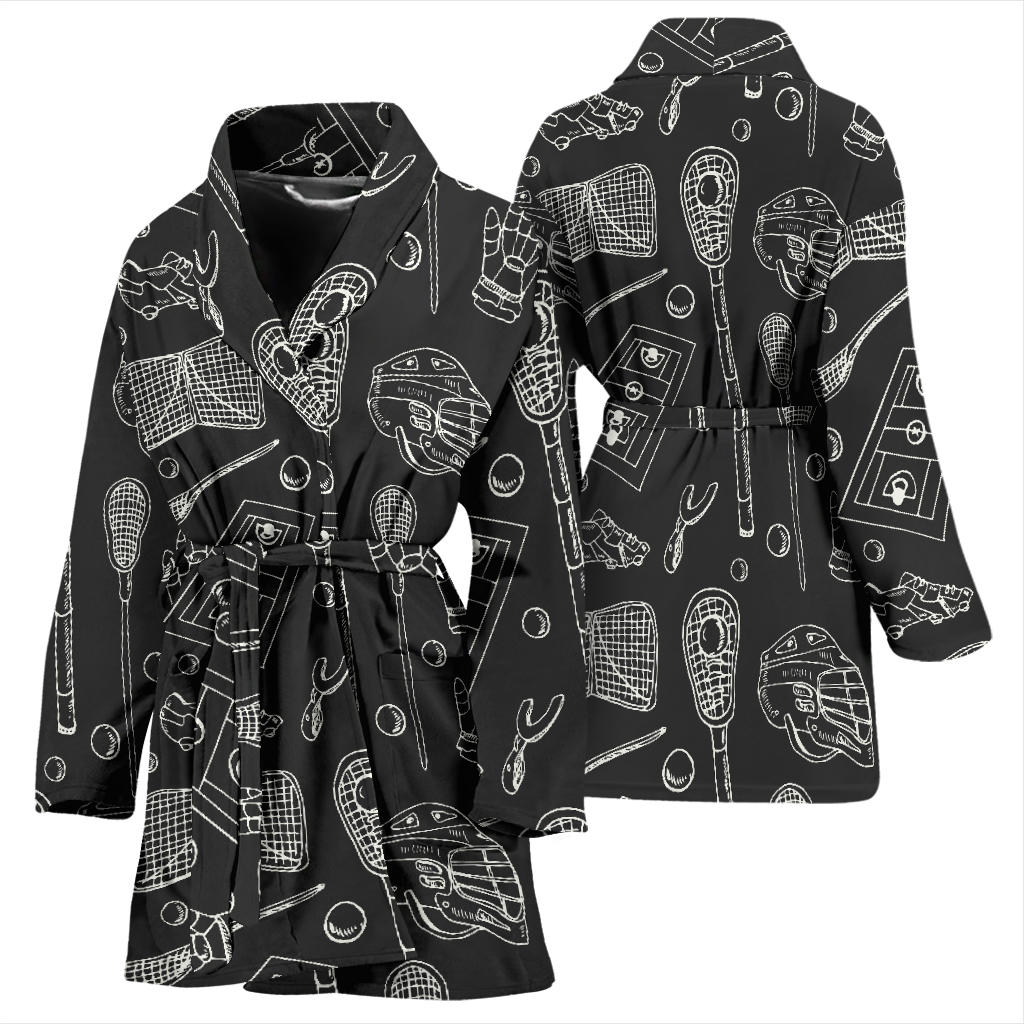 Lacrosse Pattern Print Design 01 Women Bathrobe