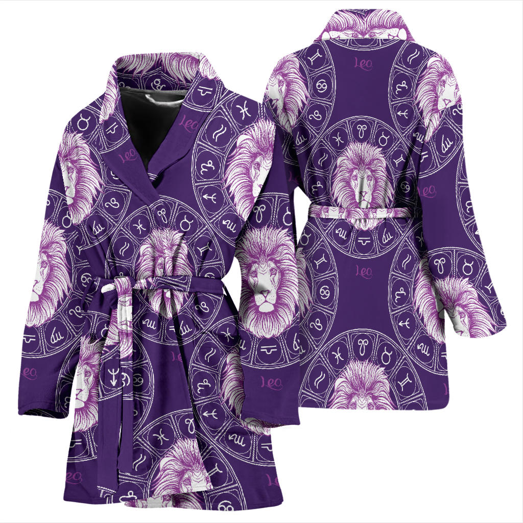 Leo Pattern Print Design 04 Women Bathrobe