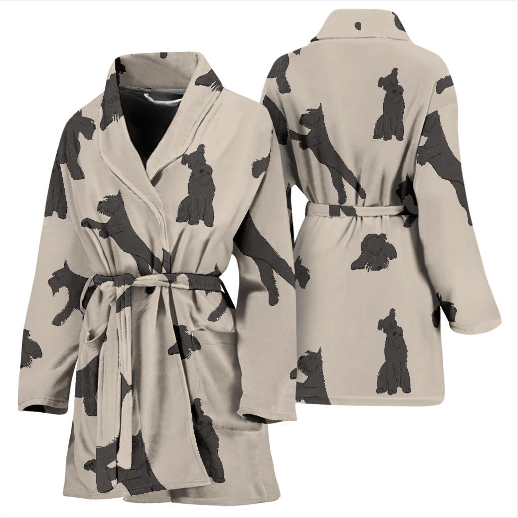 Schnauzers Pattern Print Design A06 Women Bathrobe