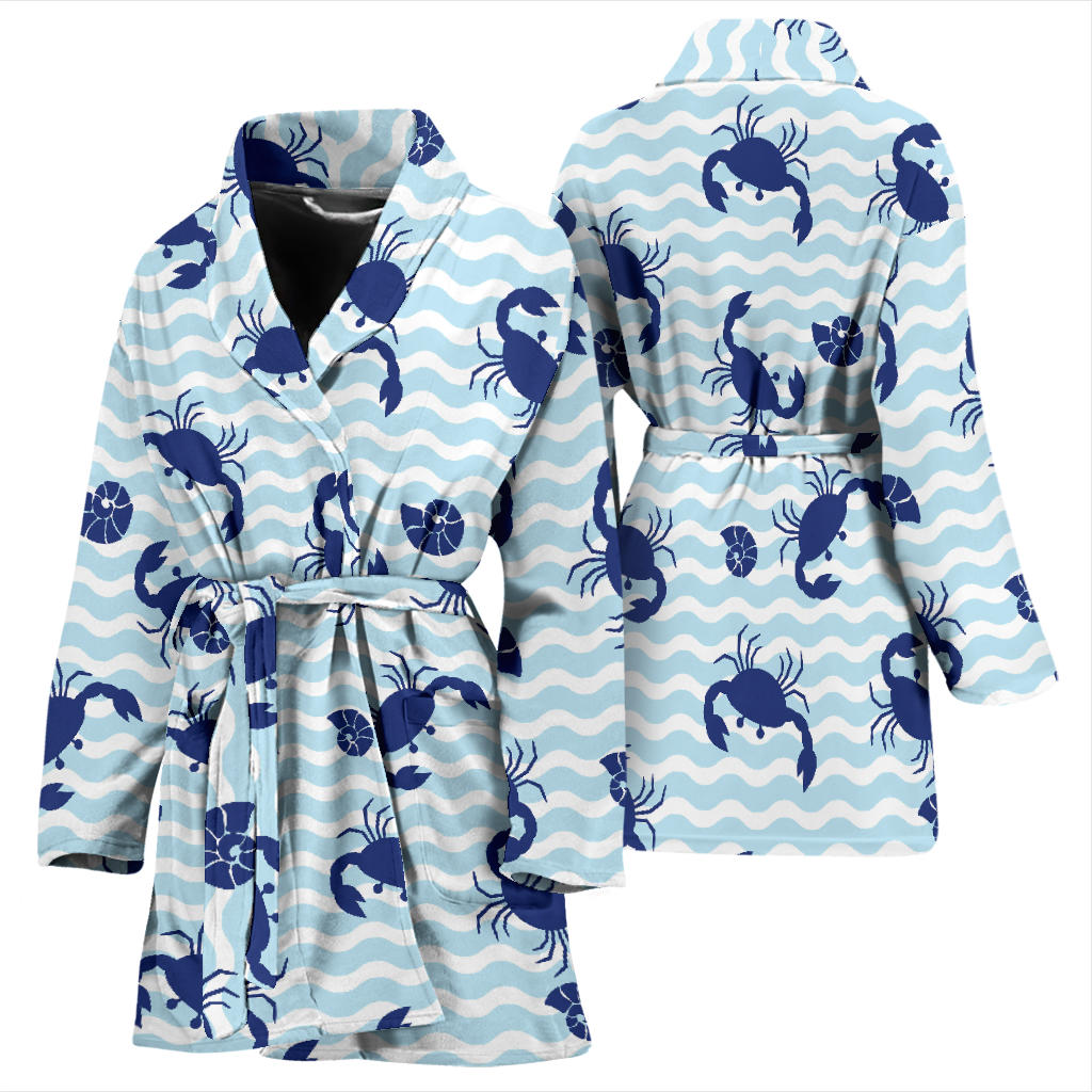 Crab Pattern Print Design 04 Women Bathrobe