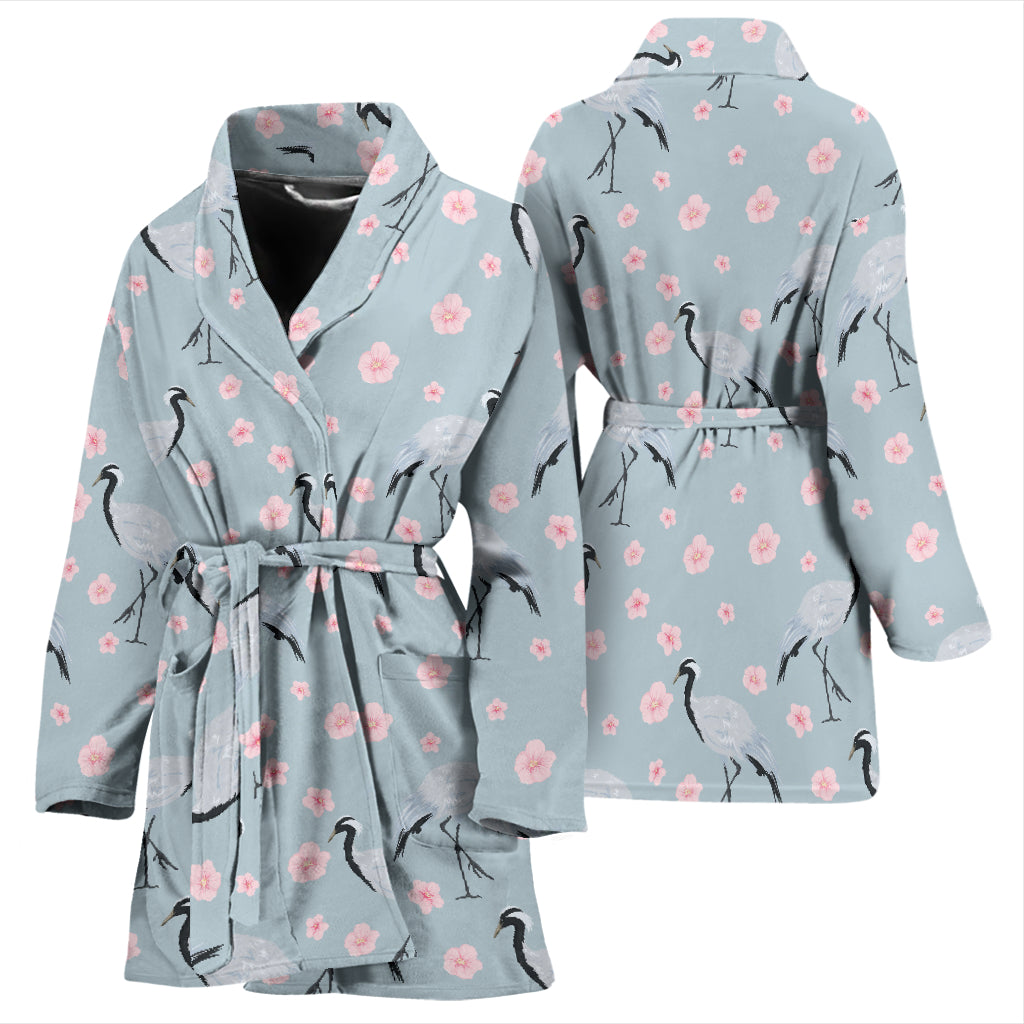 Sakura Bird Print Design LKS304 Women Bathrobe