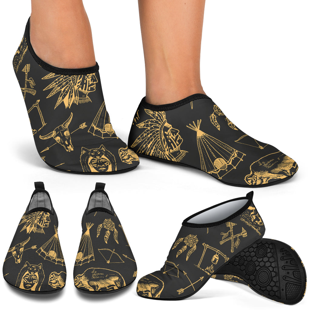 American indian Gold Style Aqua Water Shoes