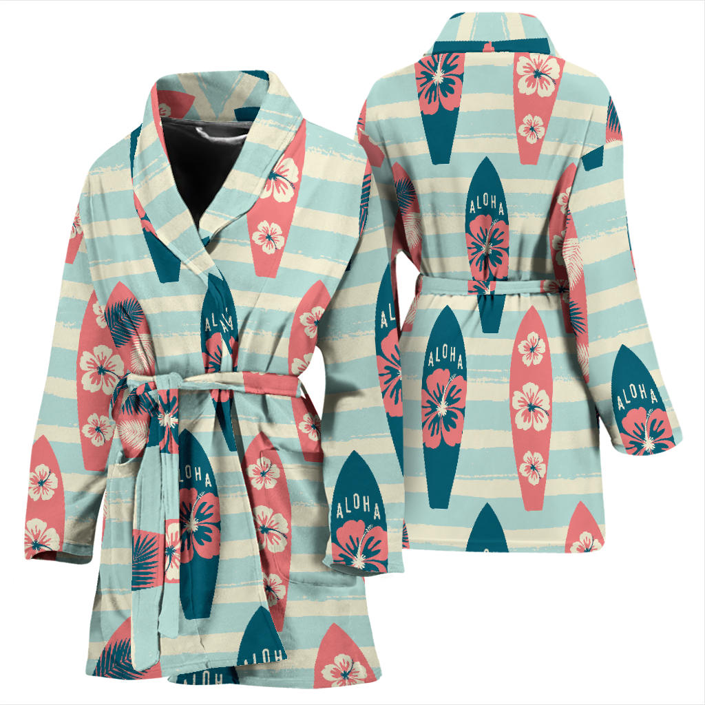 Aloha Hawaii Surfboard Pattern Print Design 02 Women Bathrobe