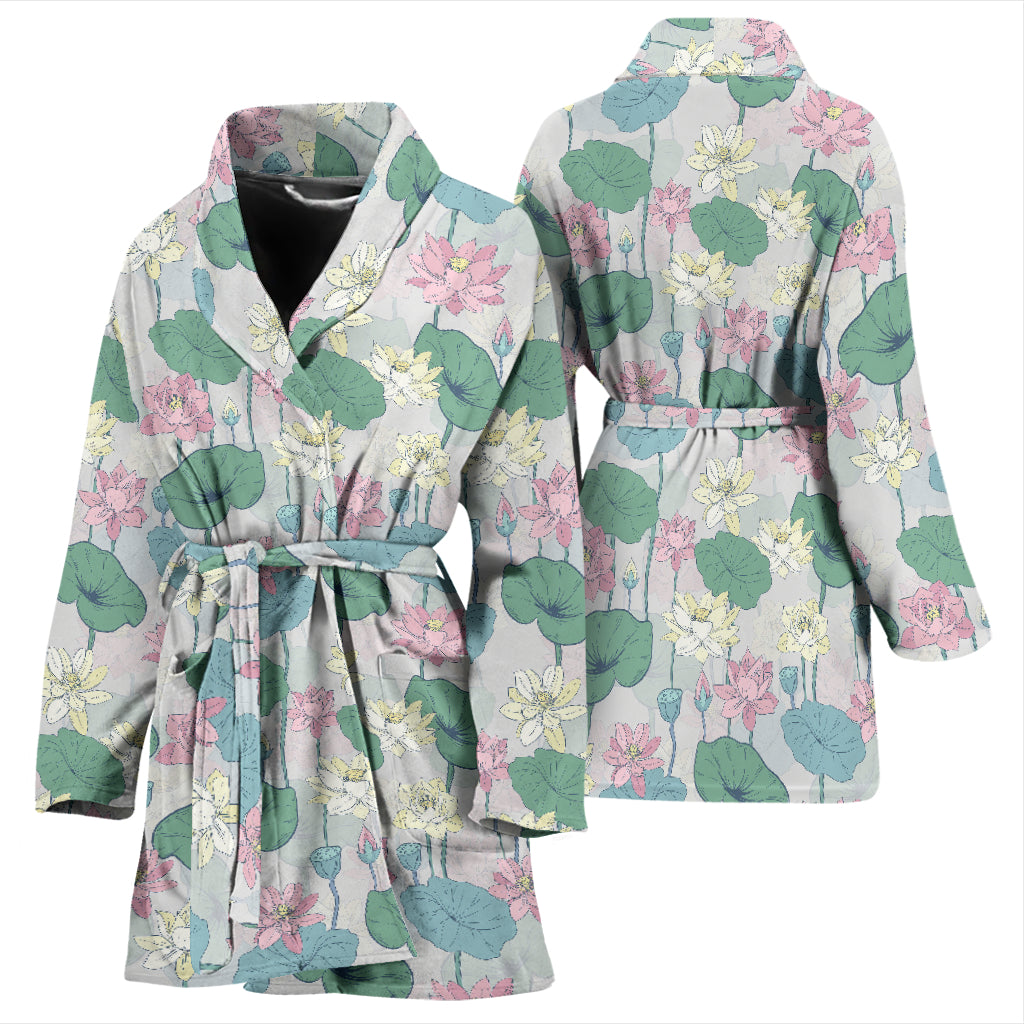 Water Lily Print Design LKS305 Women Bathrobe