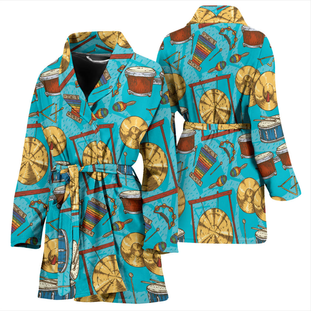 Percussion Pattern Print Design 03 Women Bathrobe