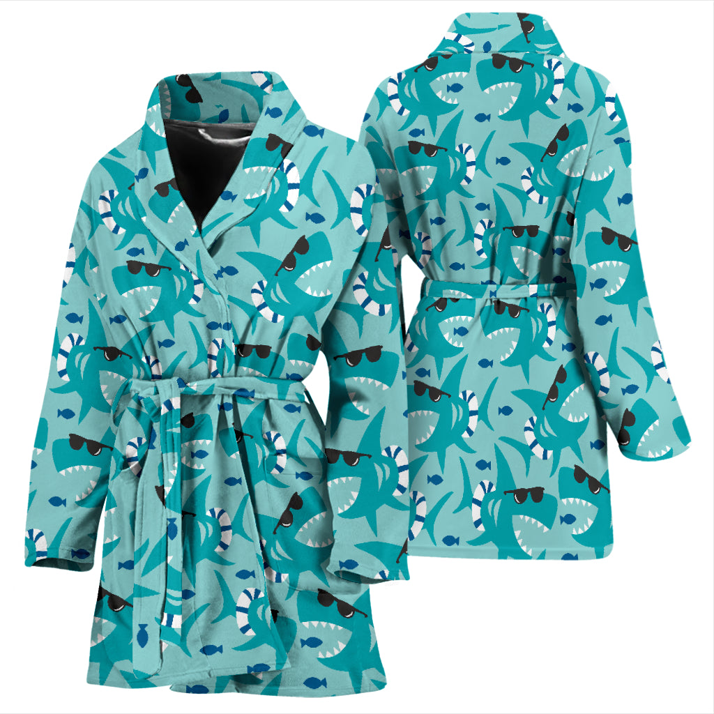 Shark Cute Print Design LKS302 Women Bathrobe