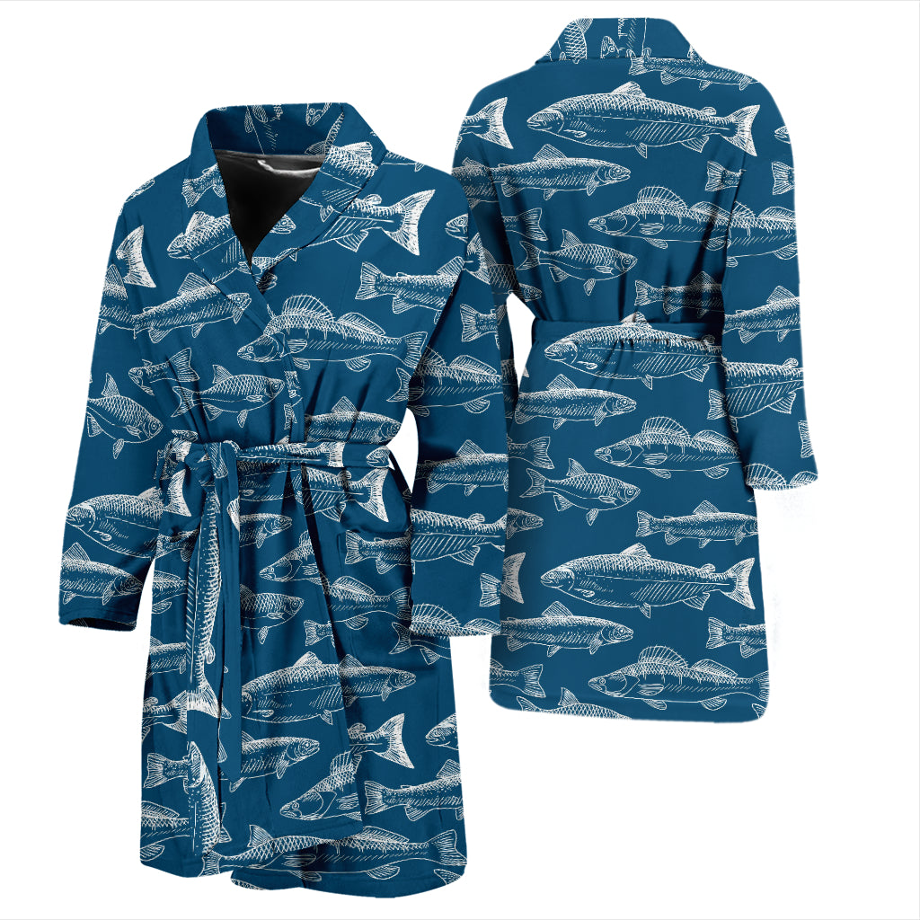 Salmon Fish Print Design LKS301 Men Bathrobe