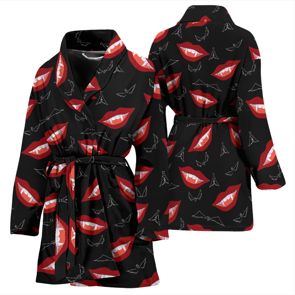 Vampire Lips Print Design LKS301 Women Bathrobe