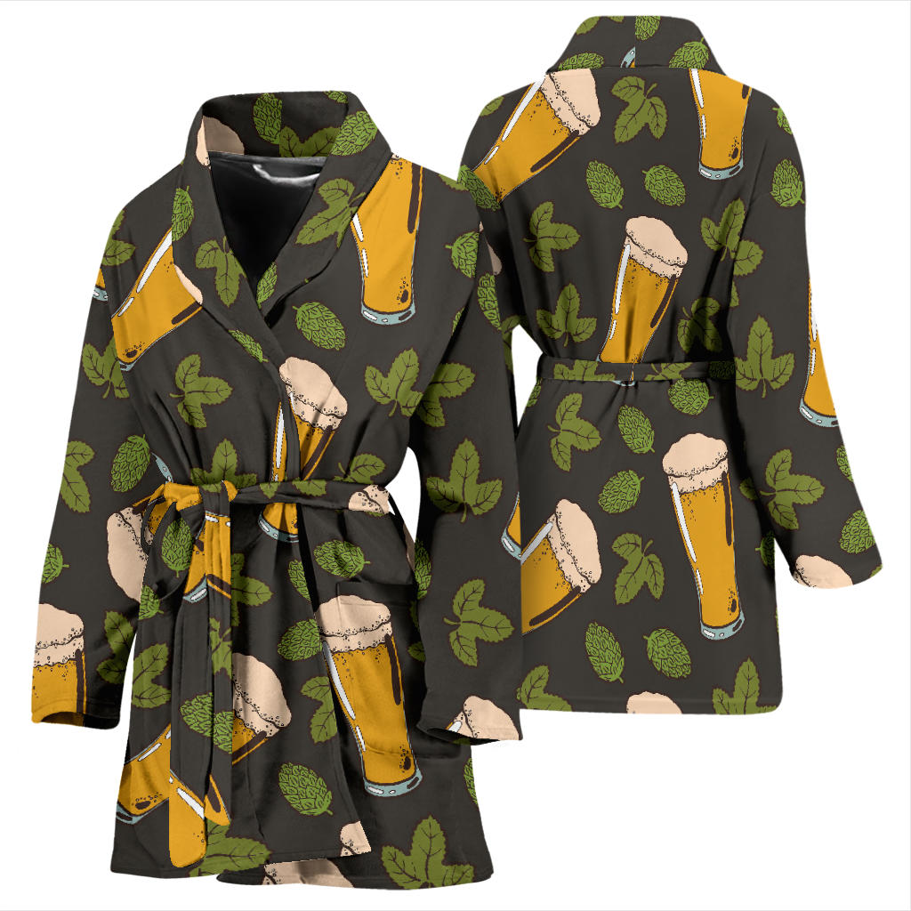 Beer Iris Pattern Print Design 02 Women Bathrobe