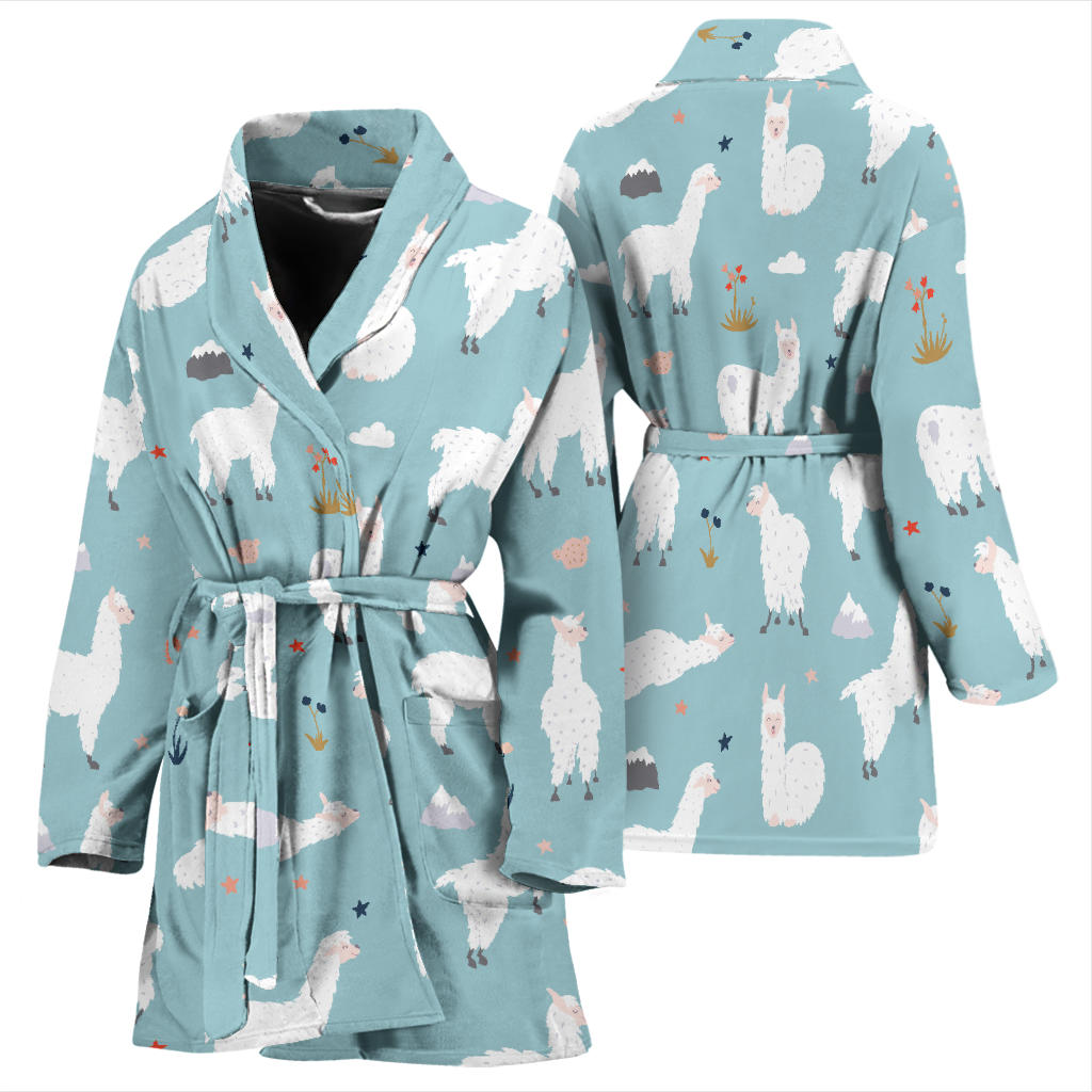 Alpaca Pattern Print Design 02 Women Bathrobe