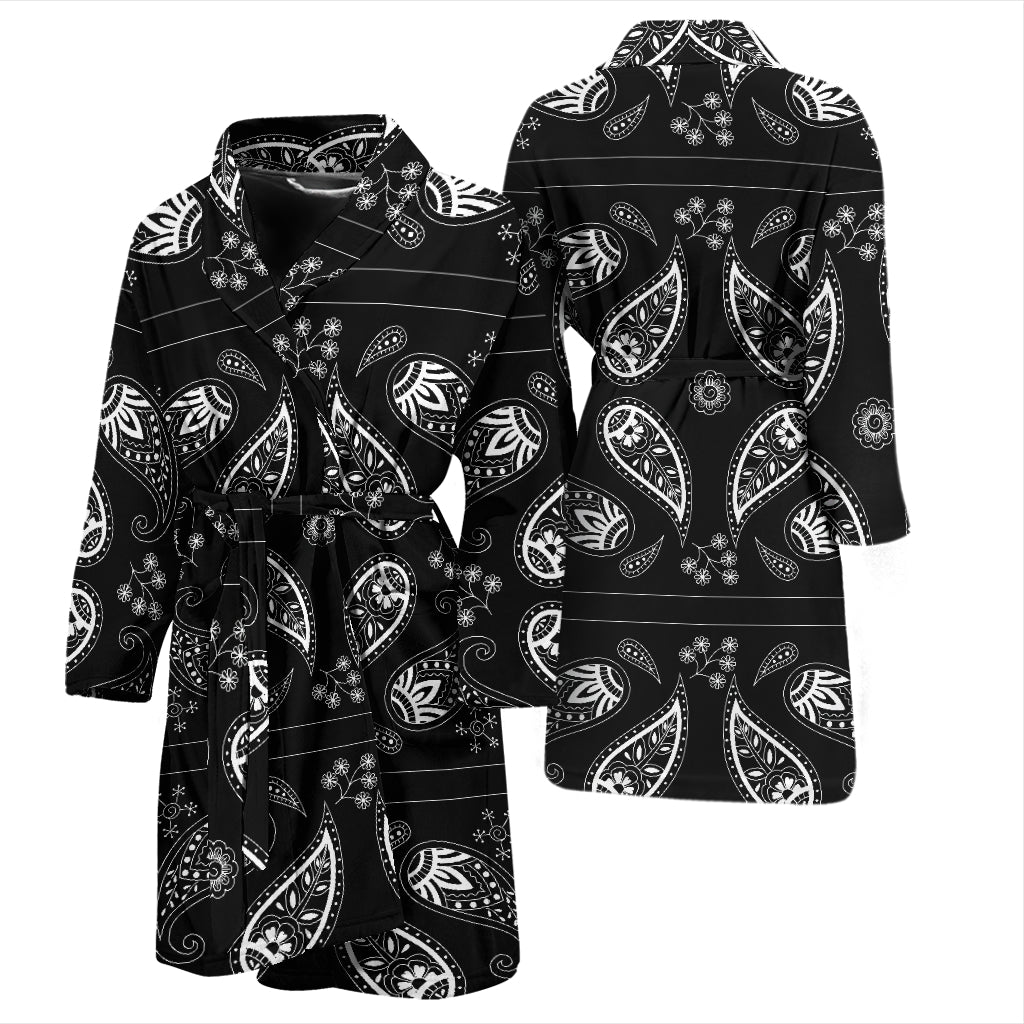 Bandana Paisley Black Print Design LKS308 Men Bathrobe