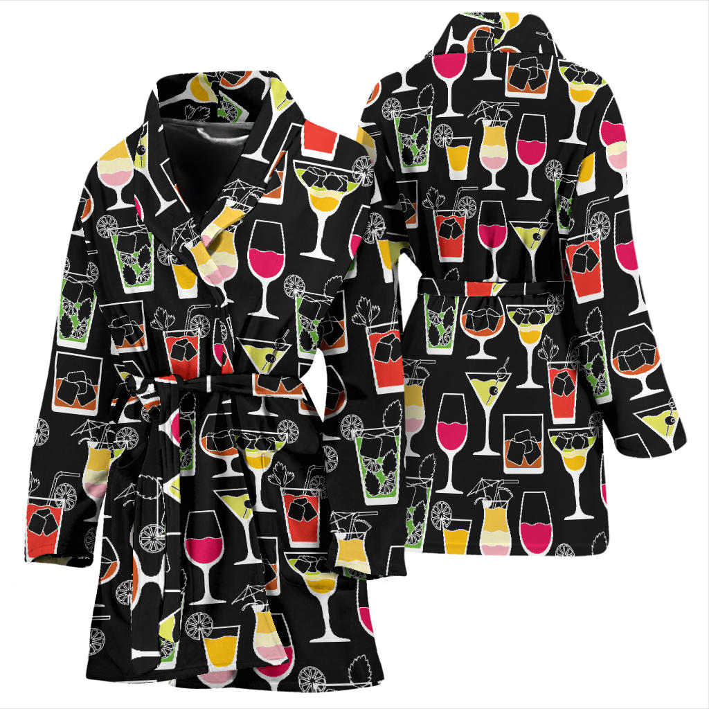 Cocktail Pattern Print Design 01 Women Bathrobe