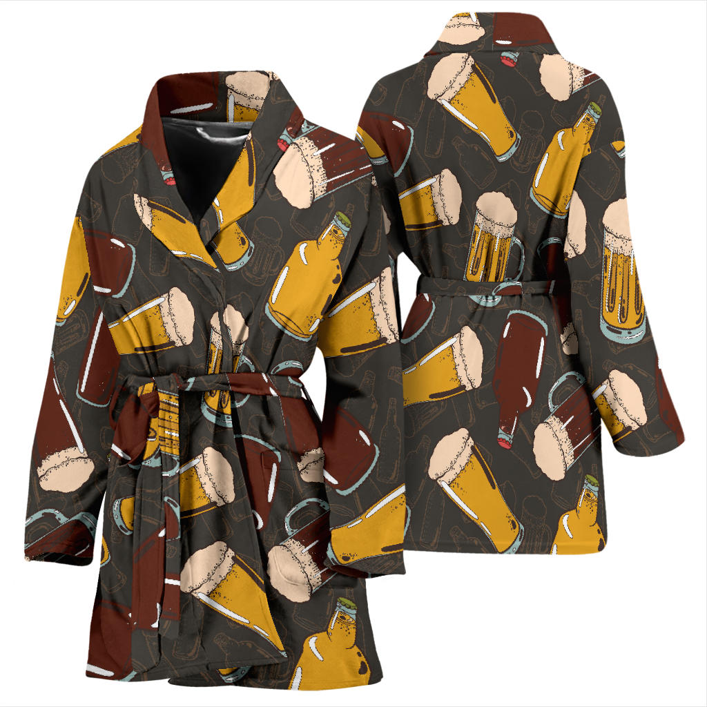Beer Pattern Print Design 03 Women Bathrobe
