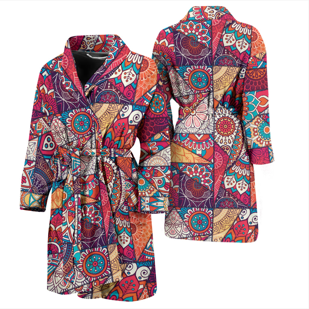 Patchwork Print Design LKS401 Men Bathrobe
