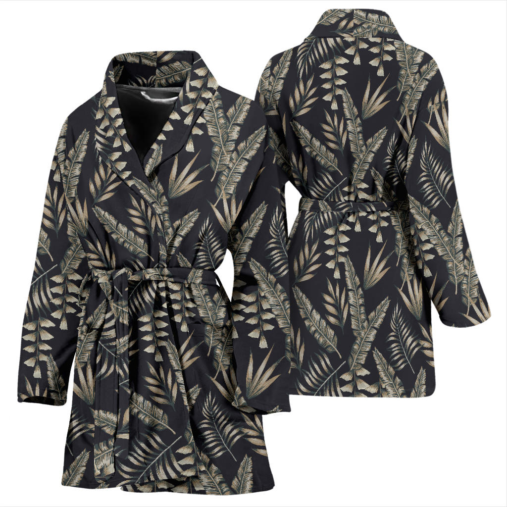 Banana Leaf Pattern Print Design 07 Women Bathrobe
