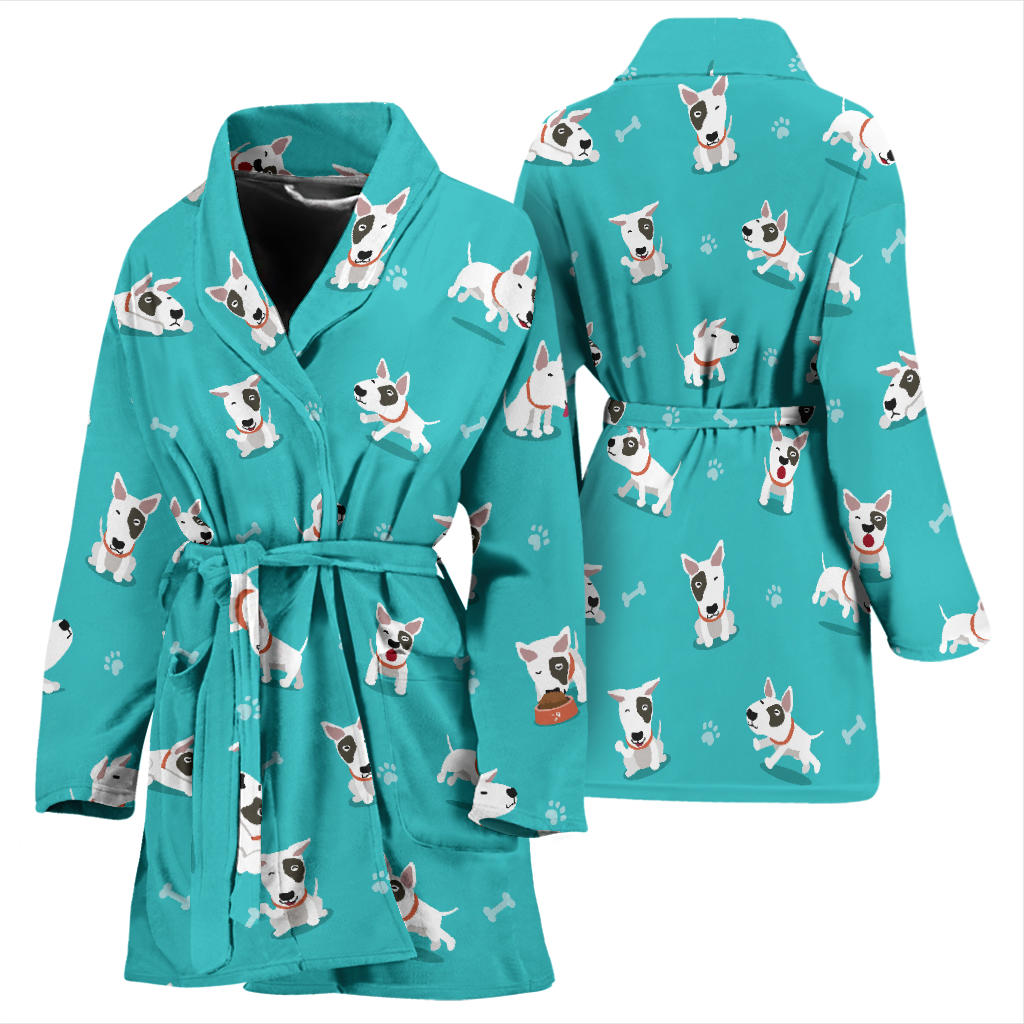 Bull Terriers Pattern Print Design 07 Women Bathrobe