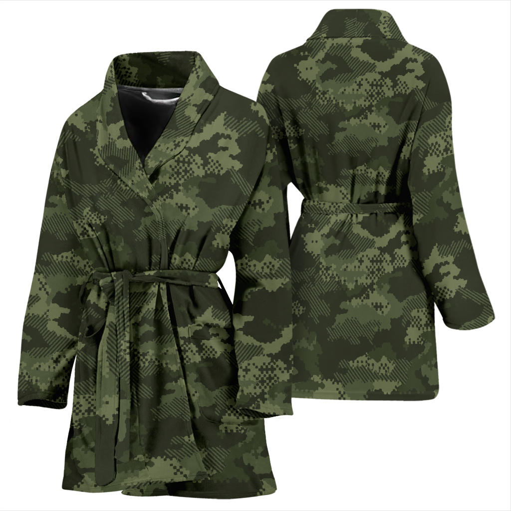 Army Camouflage Pattern Print Design 02 Women Bathrobe