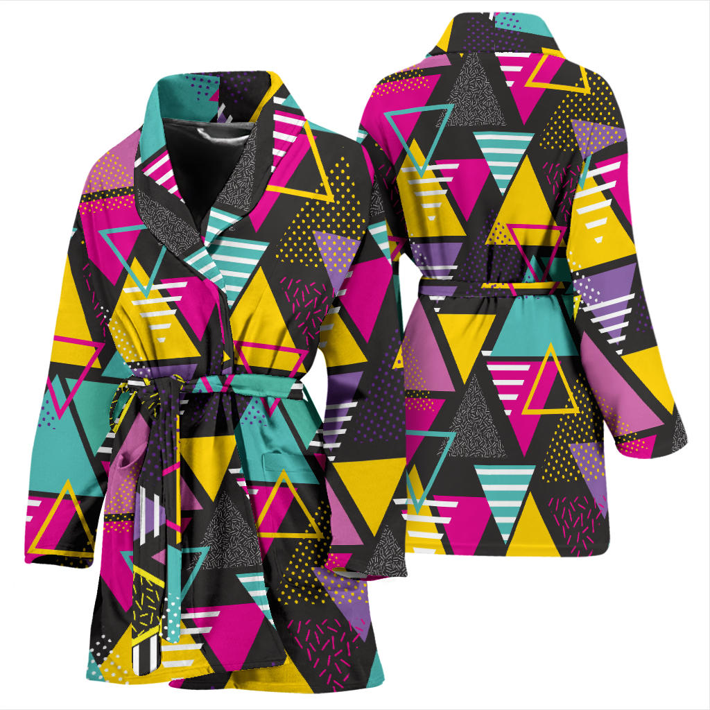 Geometric Colorful Pattern Print Design 02 Women Bathrobe
