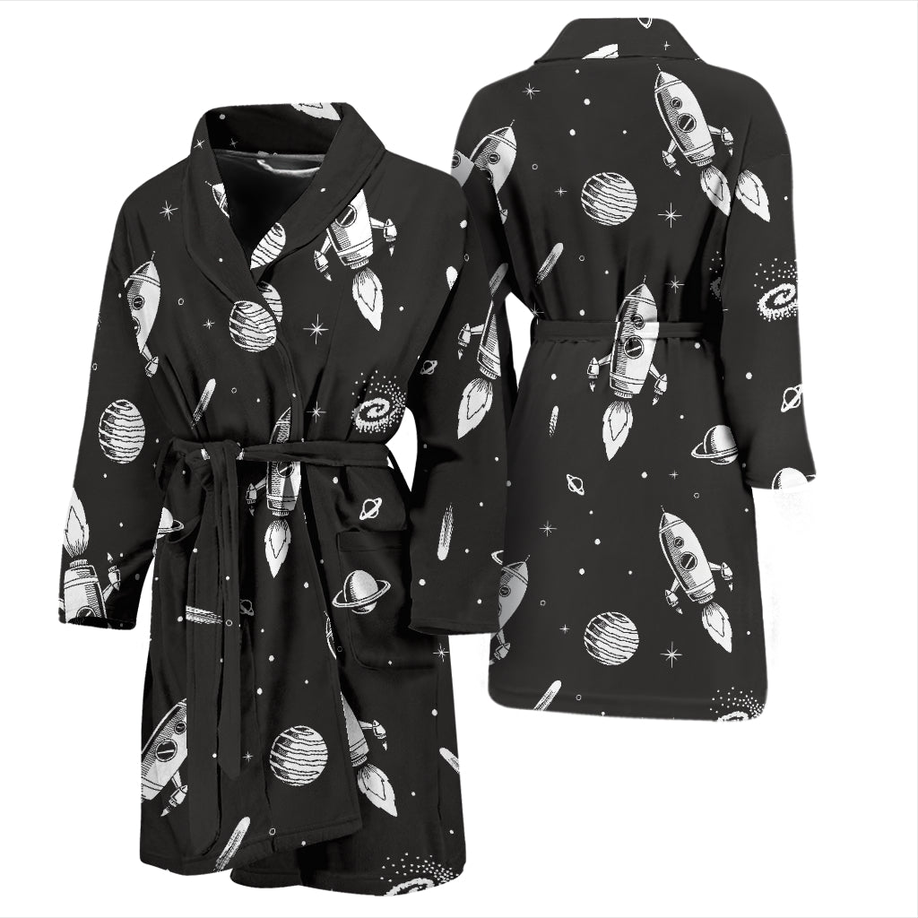 Space Rocket Print Design LKS303 Men Bathrobe