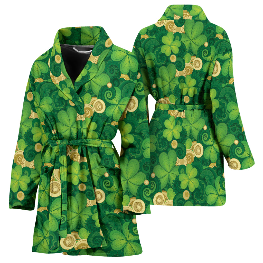 Shamrock Print Design LKS301 Women Bathrobe